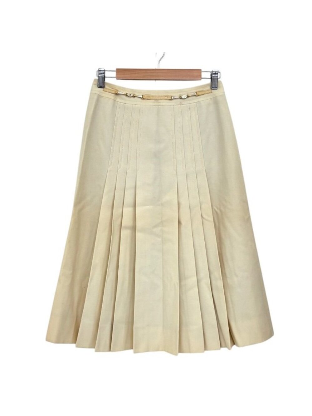 Celine Vintage Macadam Pleats Skirt Ivory 40